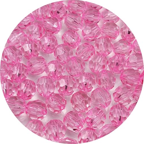 1000pcs 6mm Acrylic Round Faceted Beads for Crafts Faceted Spacer Beads for Sewing Crafts Decoration Necklaces Bracelets Earrings Jewelry Making(Pink) - color: Pink, size: 6mm