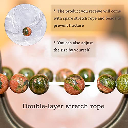 8mm Natural Gemstone Stretch Bracelet, Handmade Unisex Crystal Bracelets for Meditation, Yoga, Spiritual Healing & Positive Energy - color: Epidote