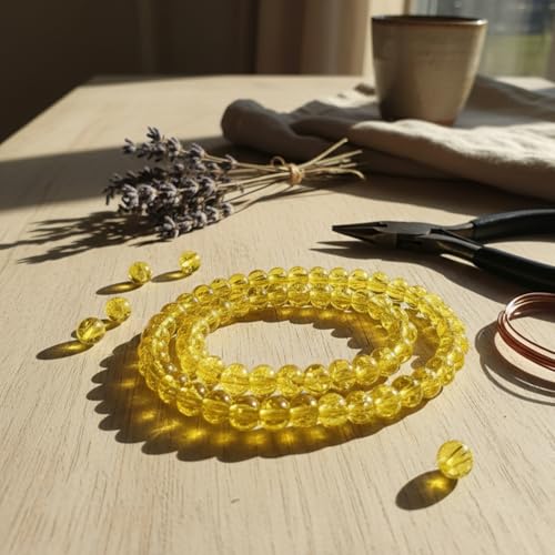 DandS ltd Crackle Lampwork Glass Beads for Jewelry Making, Yellow, Vibrant DIY Bracelets, Necklaces, Earrings, Beading Supplies & Craft Kits for Handmade Jewelry, 80pcs 0.39 inch (10mm), #J250-10 - color: Yellow
