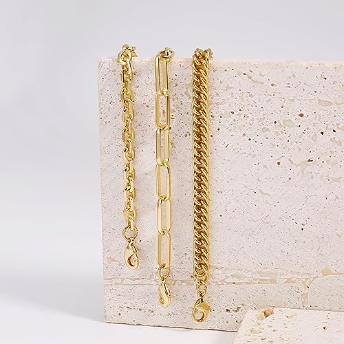 Waterproof Gold Chain Bracelet For Women Non Tarnish,14K Gold Plated Link Dainty Bracelets Stake Layered Bracelet Set Hypoallergen Gold Jewelry - color: Style-9