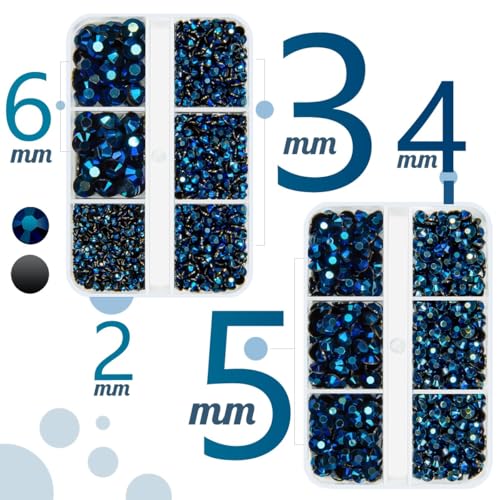 qiipii Ink Blue Resin Rhinestones for Crafting 2mm-6mm Flatback Navy Blue Jelly Rhinestones Non-Hotfix Stones Diamonds Gems Charms for Nails Face Eyes Makeup Tumblers Bottles DIY Crafts Shoes - color: Ink Blue Ab