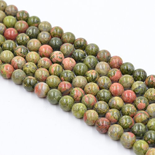 Unakite Natural Stone Loose Beads for Jewelry Making Round Loose Spacer Beads 15inch 10mm Flowe Green Gemstones Crystal Energy Stone Healing Power - color: Flower Green, size: 10mm