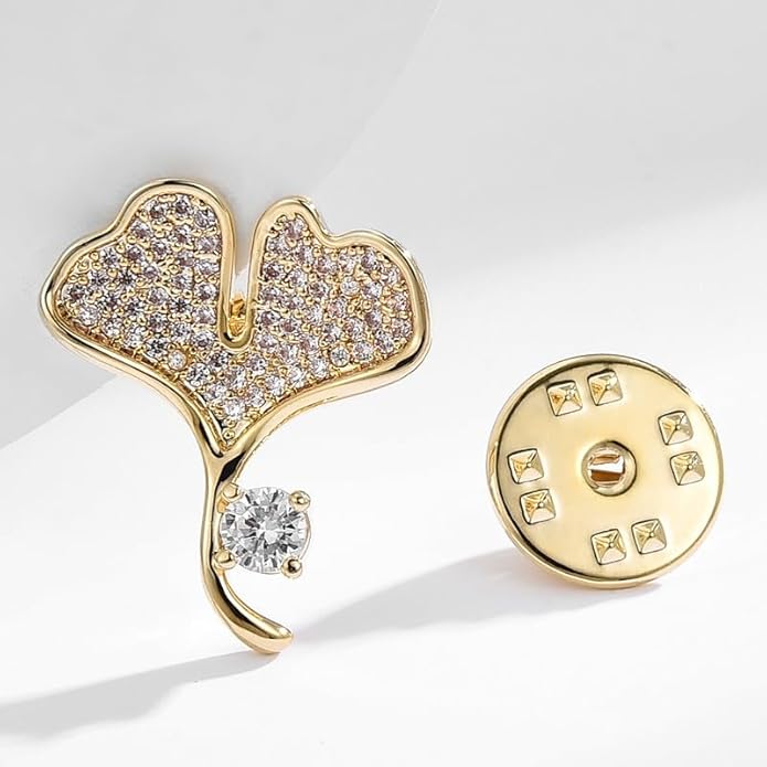 Leaf Brooches Rhinestone Freshwater Pearls Ginkgo Leaves Brooch Pin 18k Gold Plated Leaves Lapel Pins Jewelry Valentine's Day Birthday Gifts for Women Girls