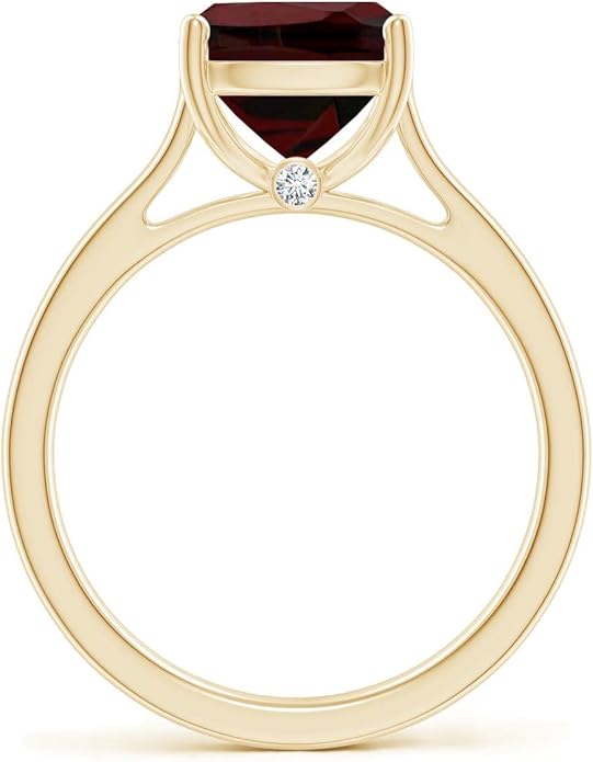 Angara Cushion Garnet Solitaire Ring in Sterling Silver/14K Solid Gold/Platinum | Natural Garnet Solitaire Ring for Women | January Birthday, Anniversary, Gemstone Jewelry Gift