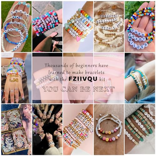 FZIIVQU 6100Pcs Clay Beads Bracelet Making Kit 24 Colors Friendship Bracelet Beads Kit with Preppy Polymer Bead for Jewelry Making Charms Gifts for Teen Girls Ages 6-12 - color: 6100