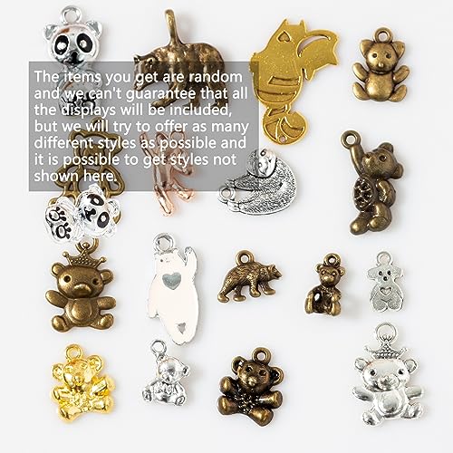 stino 100g Metal Pendant Charms for Jewelry Making, Bulk Silver & Gold Plated Charms for Braclet Necklace Crafts, Animal Plant Flower Pet and so on - color: Bear Mixed Color