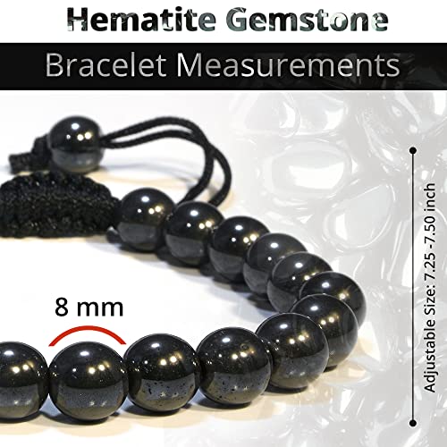 ANAYA AGATE Energy Protection Crystal Handmade Adjustable Bead Bracelet Perfect for Men, Women’s Christmas Gift - Gemstone Healing Stretch Bracelet Pulsera Para Hombre Mujer Stocking Stuffer - color: Hematite
