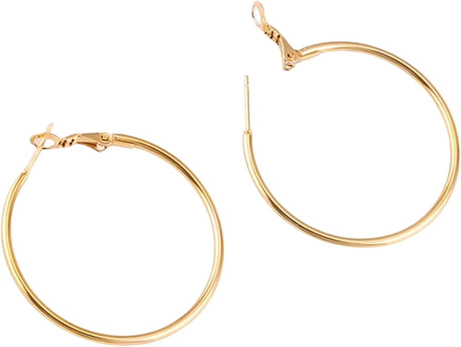 Hypoallergenic 18K Gold Plated Hoop Earrings for Women,Gold Surgical Steel Hoops Earrings, Big Large Thin Hoop Earring for Women, Classic Hoops Everyday Wear 30/40/50/60mm