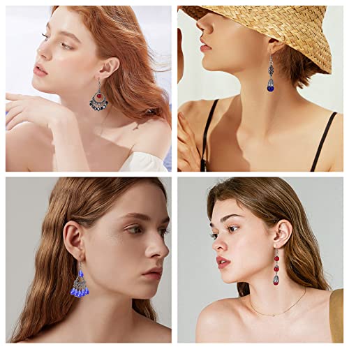 SUNNYCLUE 1 Box DIY Make 10 Pairs Chandelier Bohemian Earring Making Kit Including Flower Tibetan Style Caps Link Connector Charms Glass Beads for Adults Women DIY Earring Jewellery Making - color: 10 Pairs Chandelier Bohemian Earring Making Kit