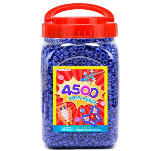 Praisebank Pony Beads, 4500pcs 6x9mm, Wholesale Beads, Bracelets Jewelry Making, Arts & Crafts(Dark Blue) - color: DARKBLUE, size: Large Size