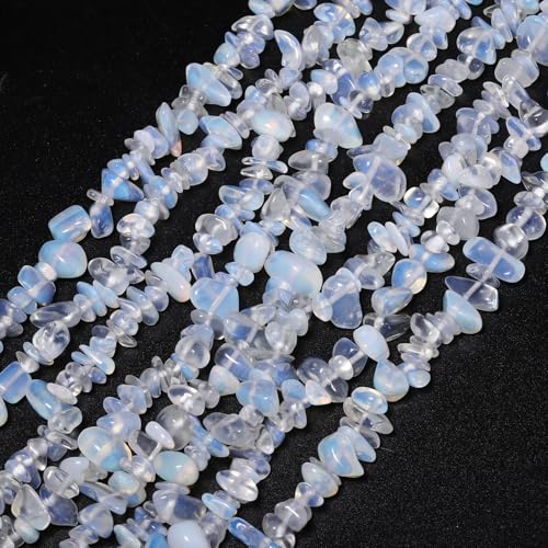 30in White Opalite Natural Chip Stone Beads 5-8mm About 230pcs, Irregular Drilled Translucent White Bead for Bracelets Jewelry Making Supplies for Adults, DIY Crafts. - color: Opalite, size: 5-8mm Stone Chip Beads