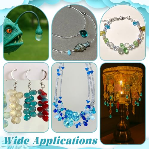 PH PandaHall 150Pcs Glow in The Dark Beads UV Glow Beads Fishing, 9x6mm Pale Turquoise Glass Teardrop Bead Frosted Bead Luminous Green Light in The Dark for Jewelry Making DIY Crafts