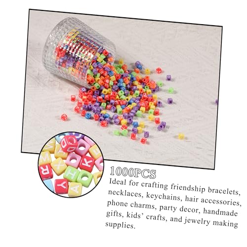 1000Pcs Cube Acrylic Letter Beads 6x6mm Colorful Alphabet A-Z Letter Beads for DIY Bracelet Necklace Jewelry Making - color: Colorful Mixed White Letter A-Z