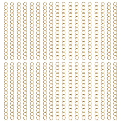 Beebeecraft 1 Box 100Pcs Extension for Necklace Antique Golden 1.8~2 Inch Stainless Steel Curb Bracelet End Chain Jewelry Extenders Tail Chains for Jewelry Making DIY Crafts Anklets Key Chains - color: Antique Gold