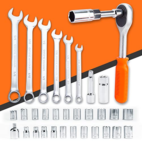CARTMAN 238-Piece Socket Wrench Auto Repair Tool Combination Package Mixed General Household Hand Tool Set Tool Kit with Plastic Toolbox Storage Case - color: Orange