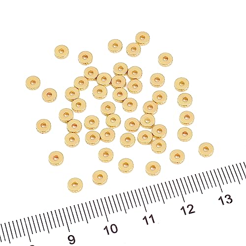 BEADIA 14K Gold Plated Disk Spacer Beads 4x1.2mm 50pcs for Jewelry Making Findings Non Tarnish - color: 14K Gold, size: 4x1.2mm Disk