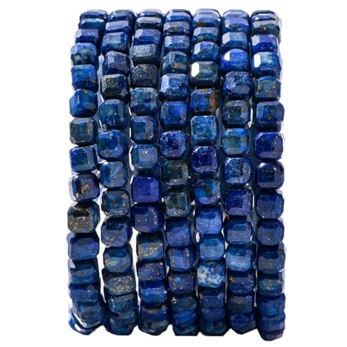 Natural Faceted Lapis Lazuli Cube Stone Beads 5-5.5mm 60pcs/str Loose Square Semi Gemstone Stone Beads for Making Bracelets Necklace Earrings - color: Lapis Lazuli