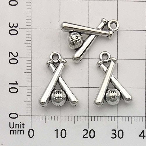 Youdiyla 60pcs Baseball Theme Charms Collection - Mixed Antique Silver Bat Glove Ballgame Sports Ball Softball Metal Alloy Pendants for Jewelry Making DIY Findings (HM130) - color: Baseball Charms