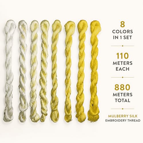 Natural 100% Silk Thread, Handmade Embroidery Thread Silk Floss 8 Colors 110m Each (75) - color: 75