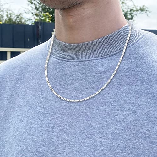 OCHCOH 925 Sterling Silver Clasp 3mm3.5mm4mm5mm7mm Cuban Link Chain Necklace for Men Diamond Cut Silver Chain Necklace for Women 16 18 20 22 24 26 28 30 Inch - size: 22 Inch, style: 3mm