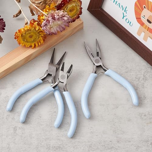 Pliers for Jewelry Making, Jewelry Pliers Set Includes Needle Nose Pliers, Round Nose Plier and Wire Cutters, Jewelry Making Tools for Jewelry Repair, Wire Wrapping, Beading and Crafts - color: Light Sky Blue