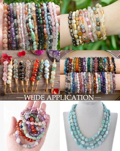 Natural Stone Beads 6-8mm Green Strawberry Quartz Oval Irregular Freeform Tumbled Loose Gemstone Beads for Jewelry Making 15 Inch Strand 50-55 Pcs - color: Green Strawberry-1 strand15”-approx. 55 beads