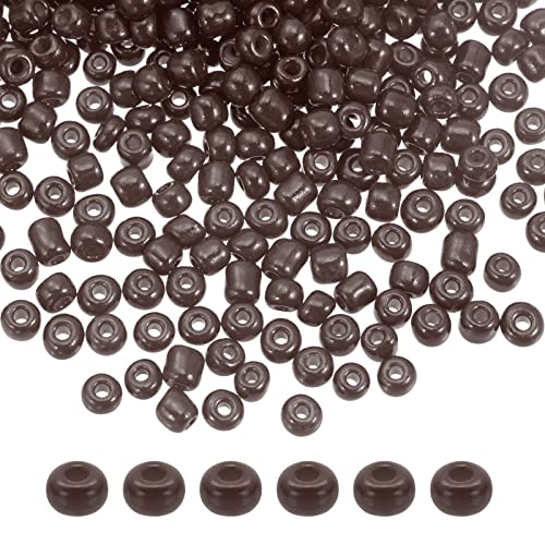 HARFINGTON 2000Pcs Small Glass Beads 6/0 4mm Loose Tiny Round Small Beads for Bracelet Earring Rings Jewelry Making, Brown - color: Brown