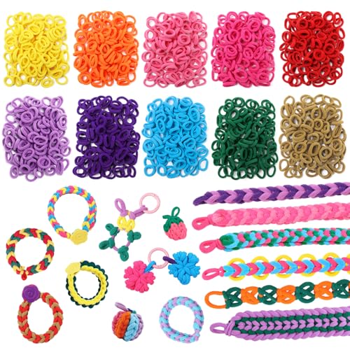 FUNiOi 1000 PCS Cat Weaving Loom Refill for Bracelet Making Kit, DIY Arts and Crafts Supplies, Baby Hair Ties for Girls Ages 6-12, Gift Idea for Kids and Beginners - size: Loom Loops Refill