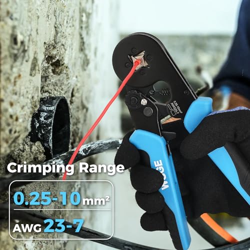 WGGE Ferrule Crimping Tool Kit, AWG 23-7 Self-adjustable Ratchet Wire Ferrule Crimper Plier Set with 1200pcs Wire Terminals Crimping Connectors Wire Ends Ferrules