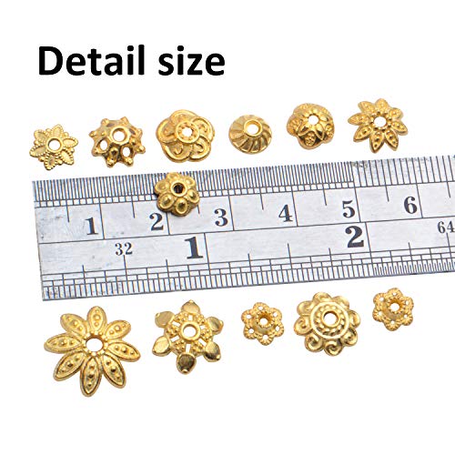 BronaGrand 100 Gram(About 250-350pcs) Bead Caps Metal Spacers Jewelry Findings Accessories for Bracelet Necklace Jewelry Making,Gold - color: Gold