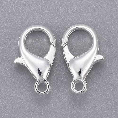 HDSupplies 100 Pieces - Lobster Clasps - Bright Silver Tone - 14x8mm / 1.8mm Hole - color: Bright Silver Tone, size: 14x8mm