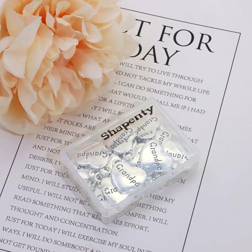 Shapenty Antique Silver Love Heart Shaped Family Members Pendant Charms for DIY Craft Keychains Bracelet Necklace Earrings Jewelry Making Findings and Memory Ornament - style: Grandpa