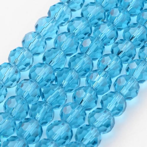 Perlin Czech Bohemian Crystal Glass Beads Faceted Round 4mm 90 Pieces Loose Spacer 1 Strand Beads for DIY Jewelry Earrings Necklace Bracelet Making (Light Blue) - color: light blue