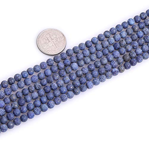 Matte 4mm Natural Blue Lapis Lazuli Beads, 15 inch Strand Frosted Blue Round Stone Gemstone Loose Spacer Beads for Jewelry Making Necklace Bracelets Earrings - color: Blue Lapis Lazuli, size: 4mm