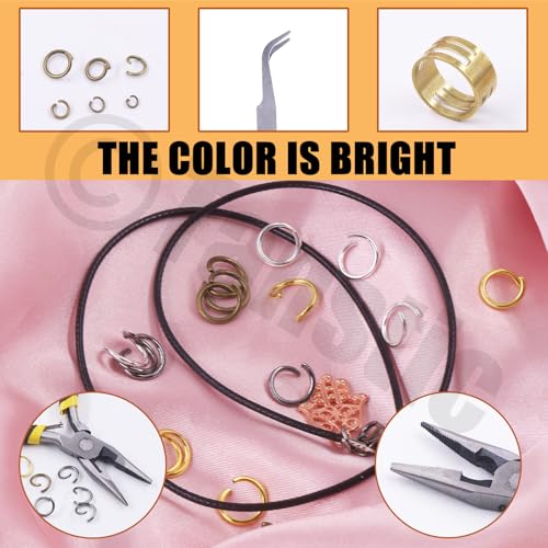 Tanstic 1403Pcs Bronze Open Jump Rings Kit, 4mm, 5mm, 6mm, 7mm, 8mm, 10mm Jewelry Jump Rings with Jump Ring Opener, Jewelry Pliers and Tweezer for Jewelry Making - color: Bronze Jump Rings