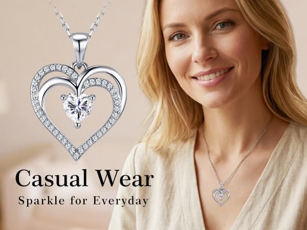 Moissanite Necklace for Women, S925 Sterling Silver Necklace, Mom Birthday Gifts, Anniversary Present for Wife Women, Jewelry Gifts for Valentine's Day