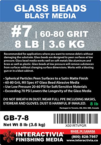 #7 Glass Beads - 8 lb or 3.6 kg - Sand Blasting Abrasive Media (Medium) 60-80 Mesh or Grit