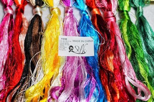 China Natural 100% Mulberry Silk Floss Handmade Embroidery Jewelry Making Threads DIY Kits 30 Colors 22m Each (30pcs) - color: 30 COLOR