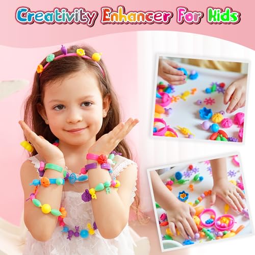 FUNZBO 1600 Pcs Pop Beads with Bracelet Making Kit, Jewelry Making Kit for Little Girls, Arts and Crafts Toys, Necklace Bracelet Ring Snap Set, Birthday Gifts for Kids Ages 3-9 Years Old - size: XX-Large