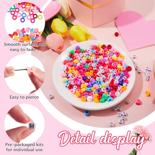 Taiyin 361 Pcs/24 Sets Mother's Day Bead Key Chain Craft Kit Teach Seed Beads Mom Pony Opaque Bead for Jewelry Making Bag Charms Bracelets DIY String Star Shape Beads Mothers Day Party Favor for Women - color: As Shown in the Picture