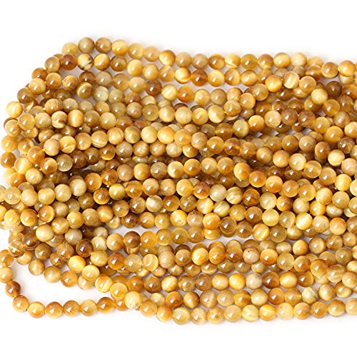 60PCS 6mm Natural Golden Tiger Eye Stone Round Loose Beads for Jewelry Making DIY Bracelet Necklace Materials 1 Strand 15" - color: Golden Tiger Eye, size: 6mm
