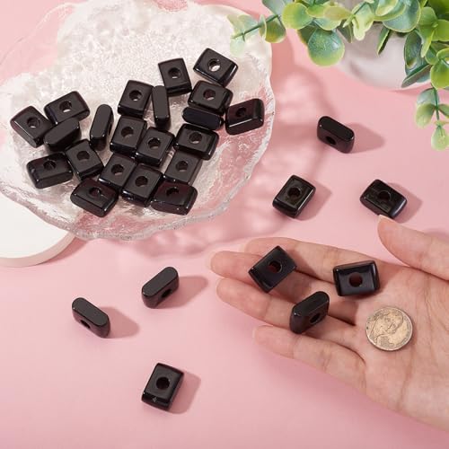 30Pcs Acrylic Letter Beads Letter I Chunky Vowel Large Hole Bead with Horizontal Hole Black Plastic 3D Initial Alphabet European Beads for Key Chains Necklace DIY Craft Arts Projects - color: Black I