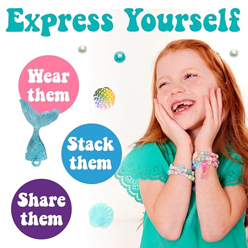 Creativity for Kids Mermaid Bead Jewelry Jar: Create 40+ Friendship Bracelets for Girls, DIY Girls Beads Jewelry Making Kit, Spring Crafts & Mermaid Gifts (Ages 6+)