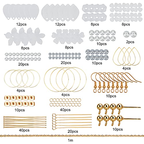 SUNNYCLUE 1 Box DIY 10 Pairs Acrylic Flower Dangle Earring Jewelry Making Kits Include White Acrylic Petal Beads Caps Pendants Pearl Beads Earring Hooks Jewelry Findings Supplies - color: Diy 10 Pairs White Flowers Round Beads Earrings
