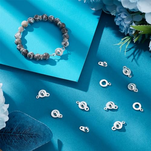 UNICRAFTALE 12 Sets Stainless Steel Snap Clasps Small Silver Snap Button Ball & Socket Snaps Clasps Fastener Clasp Connector Round Snaps Button Clasp for DIY Bracelets Jewelry Making - color: Silver