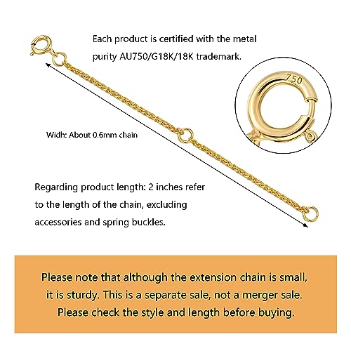 18K Solid Gold Extender for Necklace Bracelet Real Durable Adjustable Chain Gold Extension for Women 2 Inches - color: A