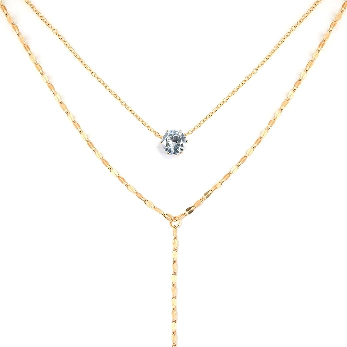 Necklace for Women, Dainty Long 14K Gold Y-Shaped Necklace Jewelry Trendy Beaded Layered Chain Drop Necklaces Jewelry Women Gifts