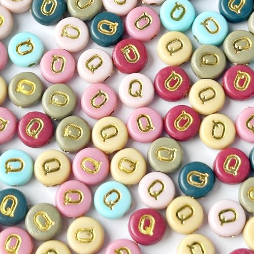 200PCS Round Letter Beads,4x7mm Colorful Acrylic Alphabet Q Beads Letter Q Beads with Letters for Bracelet Making Necklace Keychain Jewelry DIY (Letter Q) - color: Letter Q