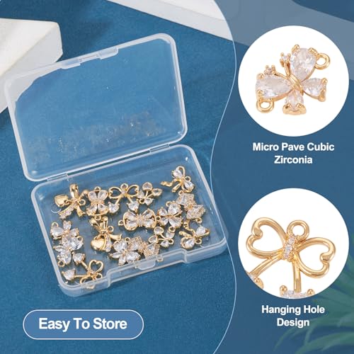 FASHEWELRY Golden Bow Connector Charms Bulk, Christmas Bowknot Link Charms, Infinity Links Geometric Hollow Bezel Pendants for Earring Bracelet Necklace Keychains Jewelry Making - color: 18K Gold Plated-Bowknot