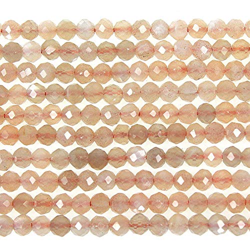 MJDCB 3mm Faceted Natural Sun Stone Round Loose Beads for Jewelry Making DIY Bracelet Necklace - color: Sun Stone